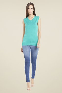 Globus Turquoise Solid Trendy Sweatshirt