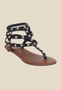 Catwalk Black & Golden Gladiator Sandals