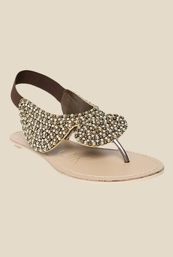 Catwalk Bronze & Golden Sling Back Sandals