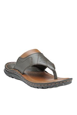 Teakwood Leathers Dark Brown & Tan Thong Sandals