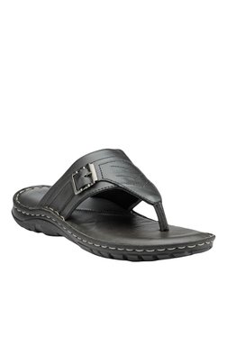 Teakwood Leathers Black Thong Sandals