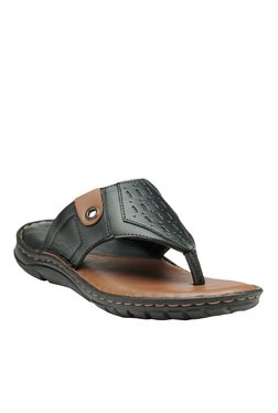 Teakwood Leathers Black Thong Sandals