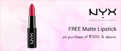 NYX Buy NYX products worth Rs 1500 and get a Matte lipstick worth Rs 625 free