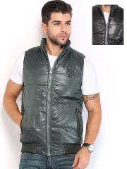 Sports 52 Men Grey & Black Reversible Padded Sleeveless Jacket