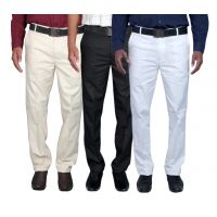 Routeen Yotaka Formal Trousers for Men - Multi (Combo Pack of 3)