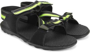 Puma Men black-dark shadow-lime punch Sports Sandals
