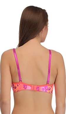 Animal Print Padded T-shirt Bra with Detachable Straps