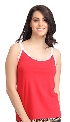 Stretchable Cotton Camisole with Lace Straps