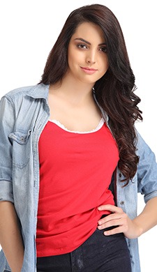 Stretchable Cotton Camisole with Lace Straps
