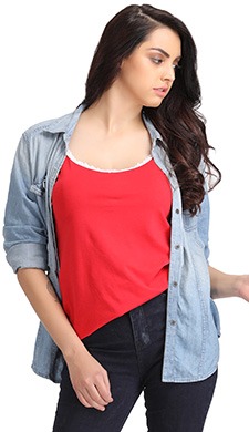 Stretchable Cotton Camisole with Lace Straps