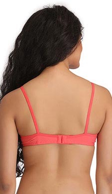 Cotton Non padded Wirefree Lacy Full Cup Bra - Pink