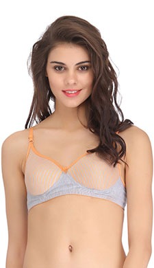 Cotton Plunge Neck Front Open Bra - Orange