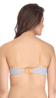 Cotton Plunge Neck Front Open Bra - Orange