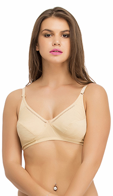 Cotton Non-Padded Non-Wired Bra In Skin With Full Cups