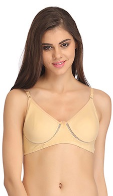 Cotton Rich Non Padded Wirefree T-Shirt Bra - Beige