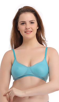 Non Padded Wirefree Denim Look T-Shirt Bra - Blue