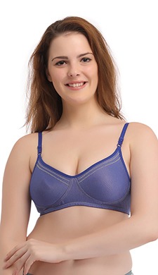 Non-Padded Wirefree Denim Look T-Shirt Bra - Blue