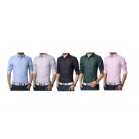 Multicolor Polyester Plain Formal Shirt For Men (Pack Of 5)