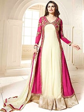  cream & pink top georgette bottom santoon dupatta chiffon suit - online shopping for Suits