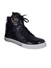 black faux leather sneakers - Online Shopping for Sneakers