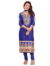 Embroidered semi-stitched suit piece - online shopping for Unstitched Suits