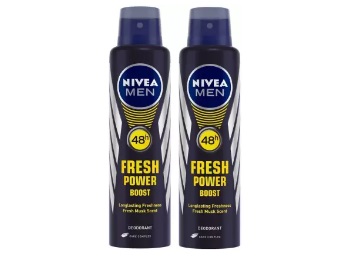 Nivea Men Fresh Deodorant Spray (pack of 2) at Rs.153 + 8% dealCorner Cashback