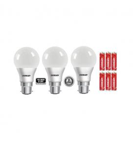 Eveready LED Bulbs - Set of 3 + 6 Batteries at Flat 15% OFF + Free Shipping