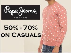 Steal Price : Minimum 50% Off on Pepe Jeans Casual Wear from Rs.449