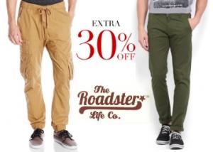 ROADSTER Men's Chinos at Extra 30% Off From Rs. 525