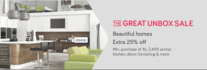 Snapdeal Beautiful Homes Sale - Extra 25% Off + 10% Off