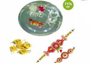 German Silver Rakhi Thali Gift Combo at Rs. 299