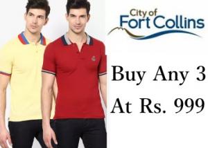 2 PM TO 6 PM : Buy 3 Fort Collins TShirts at Just Rs. 999 Only