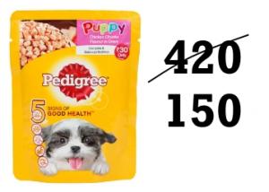 SOLD OUT : Pedigree Gravy Chicken Dog Food at Rs. 150 (1.2 kg, Pack of 15)