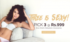 Three is Sexy:- Buy Any Three Lingerie Products at Just Rs.999 ( Bras, Briefs & More)