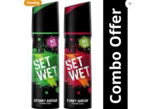 Set Wet Perfume Body Spray For Men (Pack of 2) @ Rs.220 + 8% dealCorner Cashback