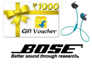 Get Rs.1000 Flipkart Gift Card with BOSE Products + 3% dealCorner Cashback