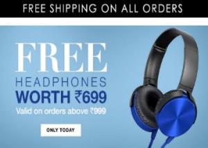 FREE Headphone Worth Rs.699 on Shop Rs.999 + Rs.120 Cashback