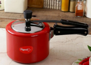 Lowest:- Pigeon Chroma Red Aluminium 3L Pressure Cooker at Extra Rs. 250 OFF