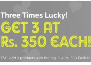 Three Times Lucky! Buy Any 3 Bras at Rs. 350 Each !! Limited Period Offer !!