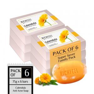 Richfeel Calendula Anti Acne Soap | 75 g (Pack of 6)