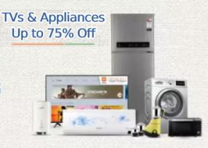 Tv's & Appliances Up To 75% Off + 10% Bank Off + dealCorner Cashback !!