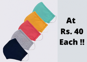 Re-usable 3-Layer Outdoor Mask (Pack of 5) At Rs. 40 Each + Free Shipping