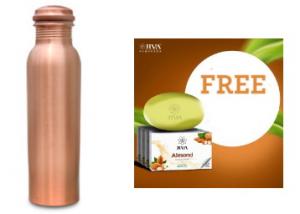 Handmade 1 L Copper Bottle At Rs. 500 + Free 4 Almond Soap