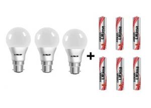 LOOT : Eveready 7W LED Bulb Pack of 3 with Free 6 Batteries at Just Rs. 199 + FREE Shipping