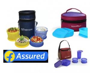 Flipkart Assured Lunch Boxes - Under Rs. 499 + Extra 25% Cashback, starts at Rs. 114