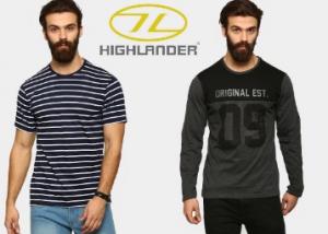 Highlander T-shirts & Trousers at Min. 50% OFF + Extra Rs. 100 OFF, starts at Rs. 175