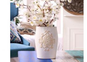 Hosley White Ceramic Decorative Vase with Scroll Design at Lowest Online