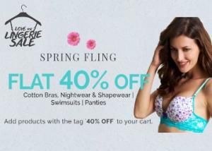 Lingerie Sale : Grab Flat 40% Off Entire Zivame Collection Starts at Rs. 195