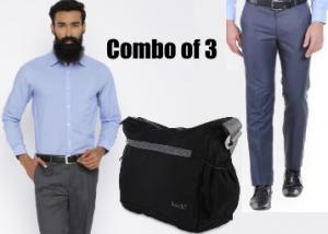Solemio Trousers + The Privilege Club Formal Shirt + Bendly Messenger Bag