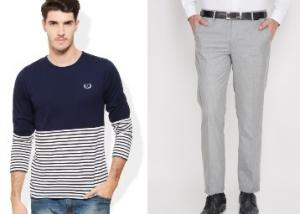 Combo : Black coffee Grey Trousers + Rigo Navy Tshirt at Just Rs. 1078 + FREE Shipping